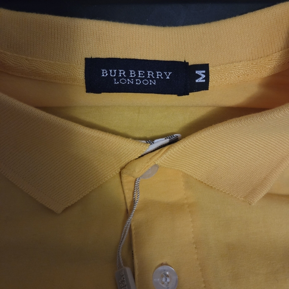 Burberry Yellow Polo with Plaid Sleeves - Picture 3 of 15